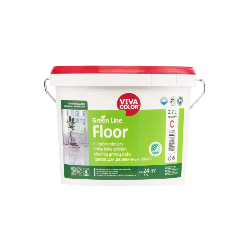 Krāsa Vivacolor Green Line Floor, balta, 2.7 l