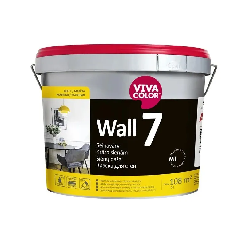 Akriliniai sienų dažai Vivacolor WALL 7 C. balti. 2.7L
