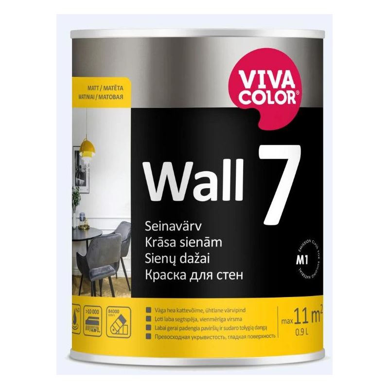 Krāsa sienām un griestiem wall7 a 0.9l