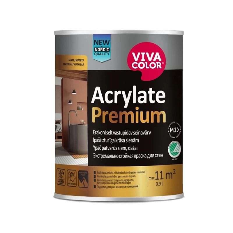 Krāsa Vivacolor ACRYLATE PREMIUM C. matēts. 0.9L