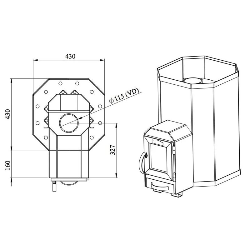 Krāsns saunas STOVEMAN 13LS. 15.4 kW