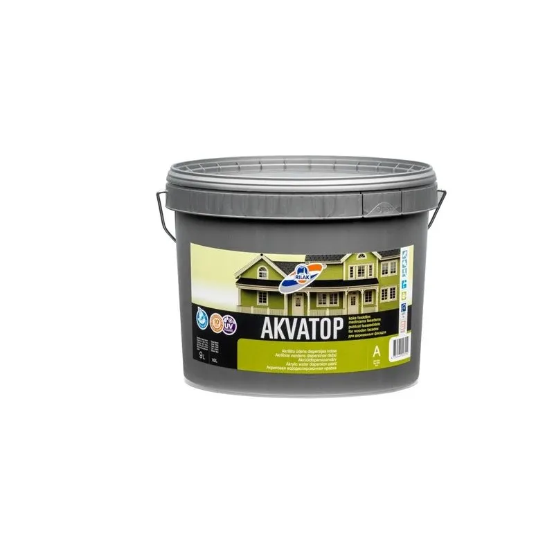 Krāsas koka fasādēm Rilak Akvatop, balta, 9 l