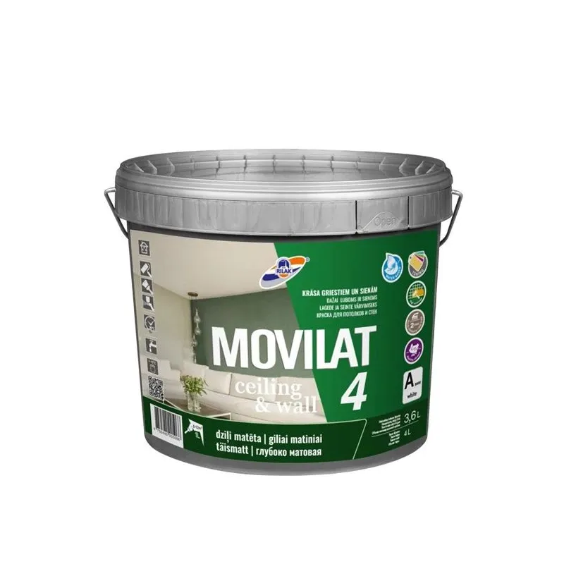 Dispersiniai dažai Rilak Movilat 4, balta sp., 3.6 l