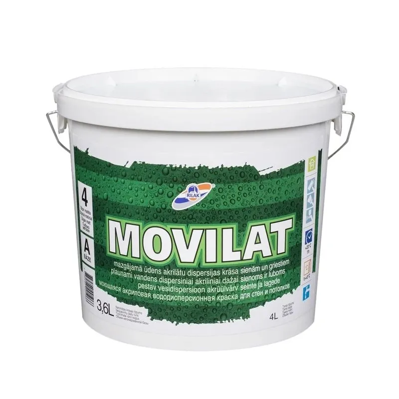 Dispersiniai dažai Rilak Movilat 4, balta sp., 3.6 l