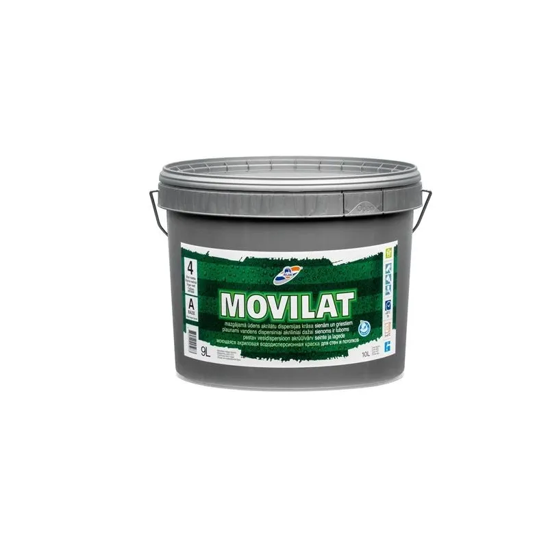Dispersijas krāsa Rilak Movilat 4, balta krās., 9 l