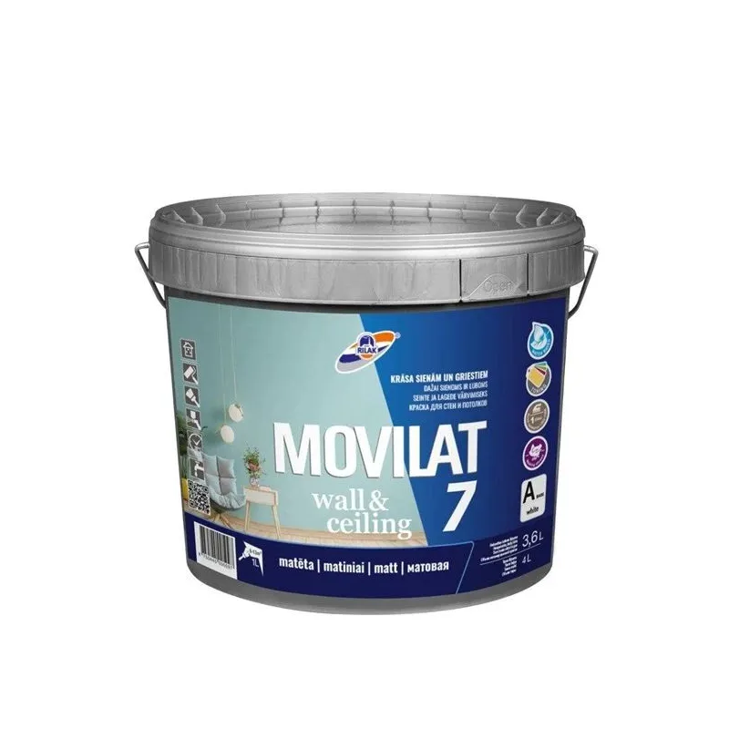 Dispersiniai dažai Rilak Movilat 7, balta sp., 3.6 l