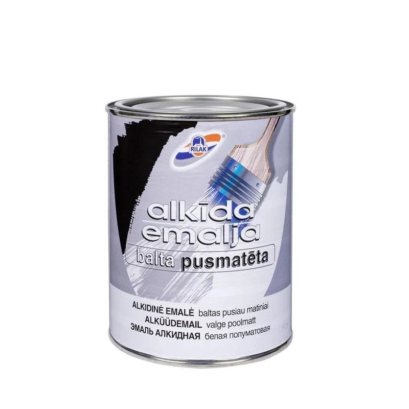 Krāsa emaljas pusmatēta balta 0.9 l