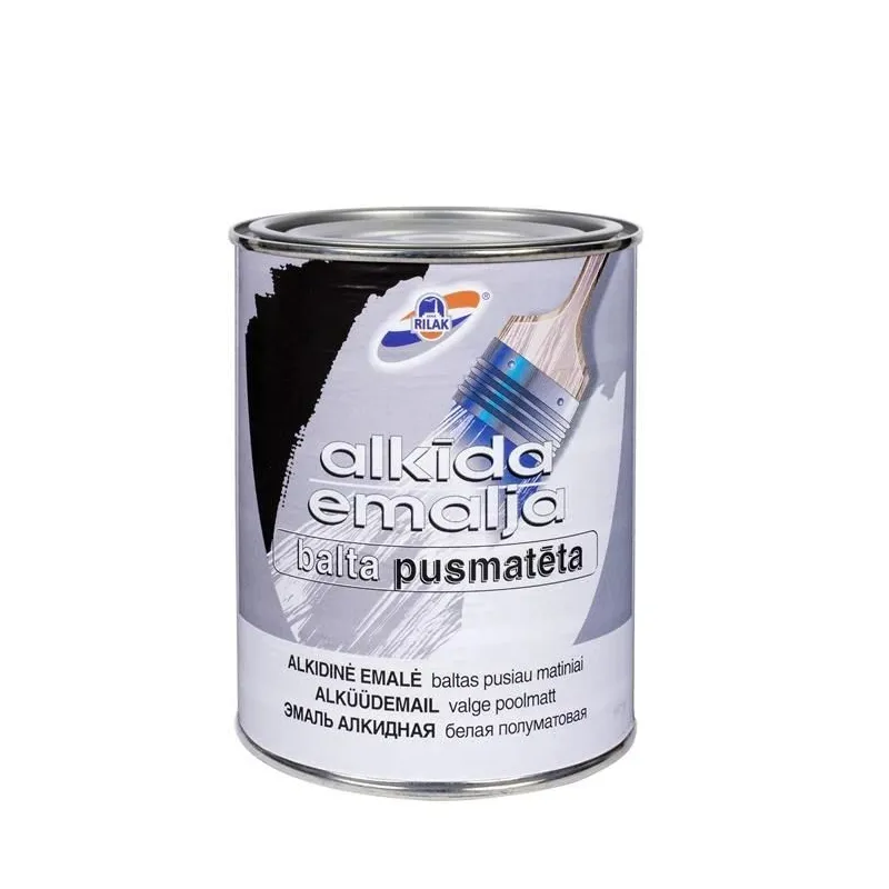 Emaliniai dažai, universalūs Rilak Alkida Emalja, pusiau matinis, 0.9 l, balta sp.