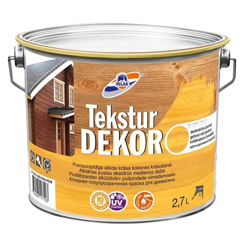 Koksnes impregnants Rilak Teksturdekor, gaiši brūna krās.-dzeltenbrūna krās., 2.7 l
