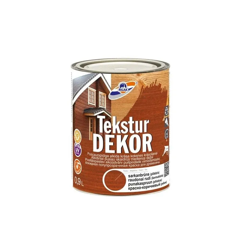 Koksnes impregnants Rilak Teksturdekor, sarkanbrūna krās., 0.9 l