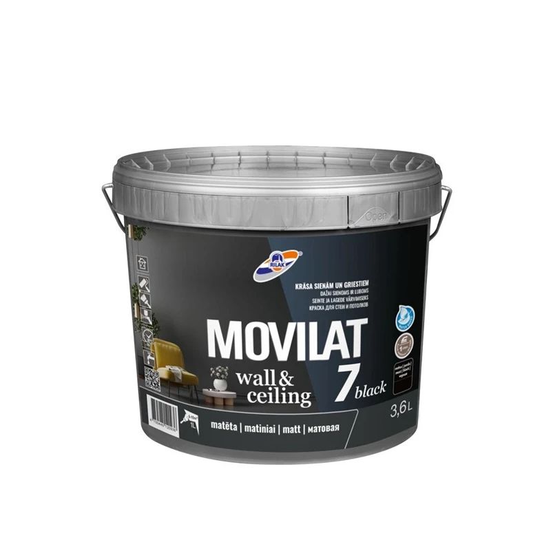 Dispersijas krāsa Rilak Movilat 7. melna. 3.6 l