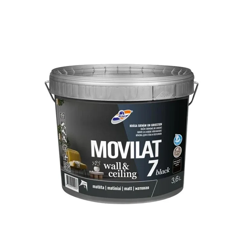 Sienu krāsa Rilak Movilat 7, melna krās., 3.6 l