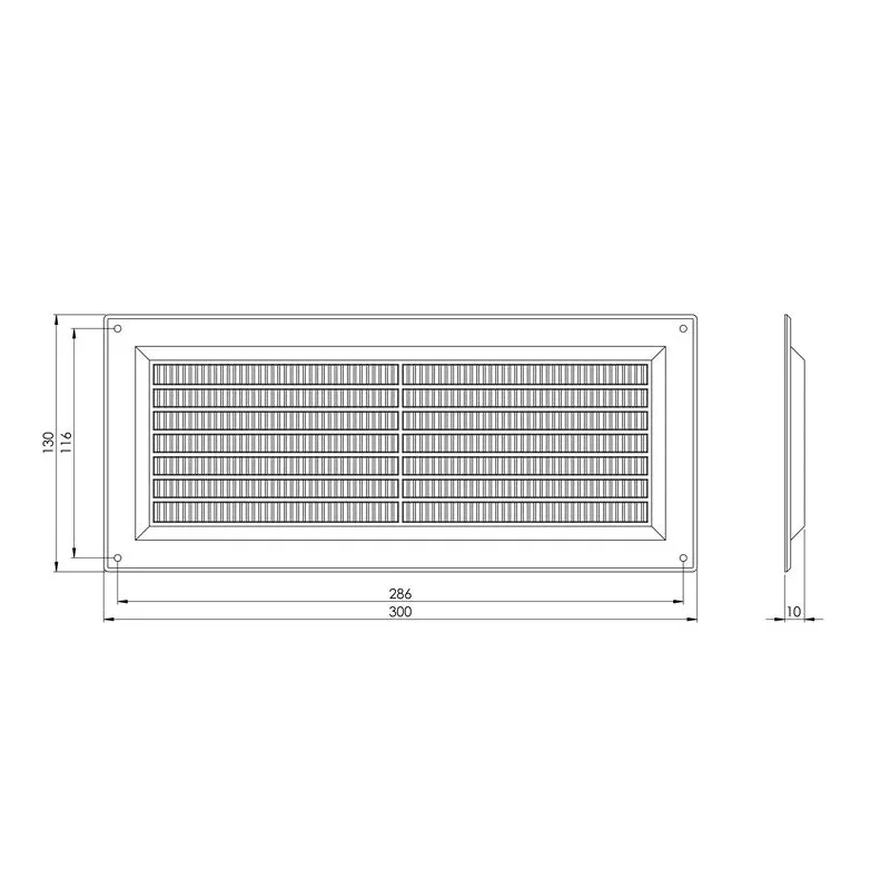 Ventilācijas reste Europlast VR1330, plastmasa, 10 mm x 130 mm