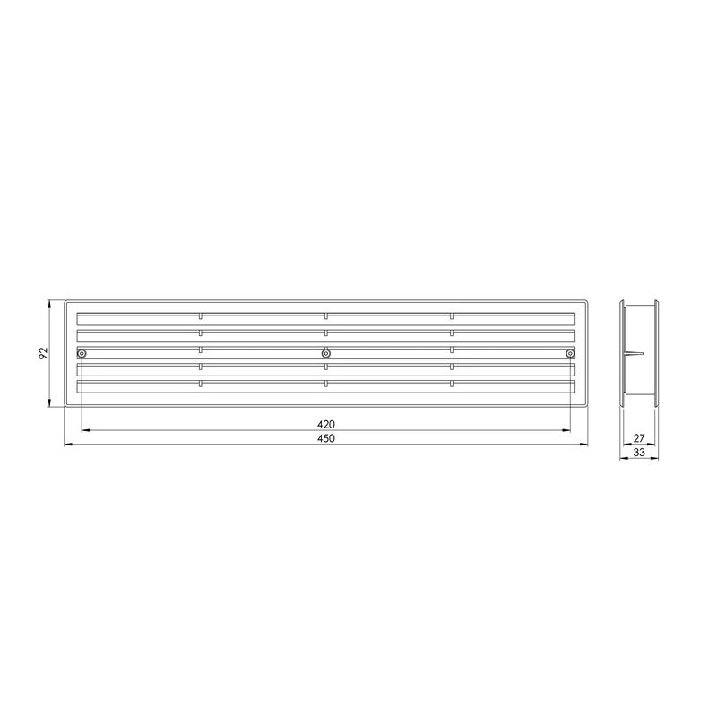Ventilācijas reste durvīm Europlast VR459. 450x92. balta