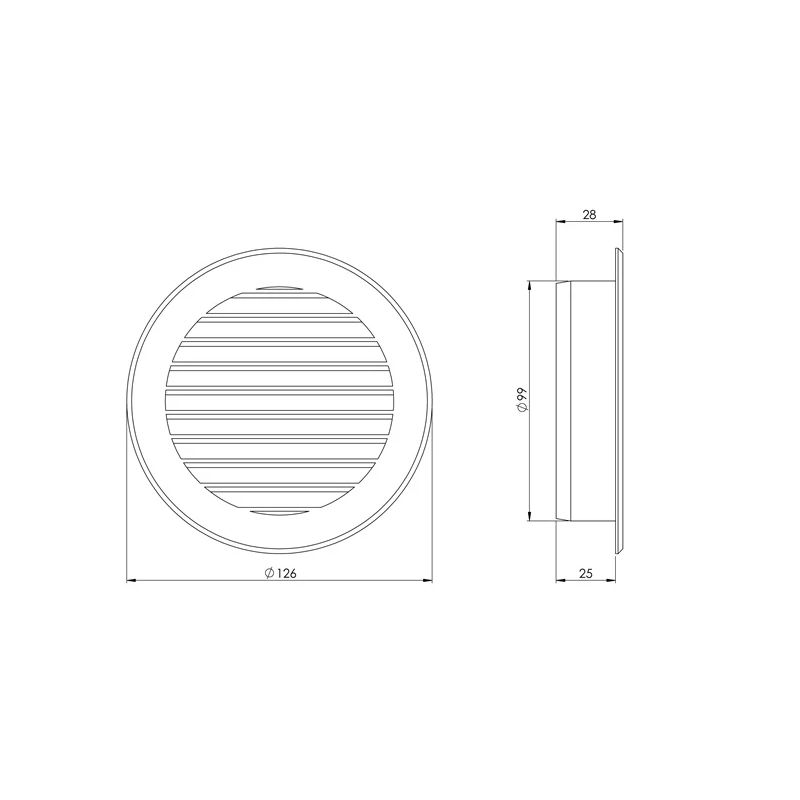 Plast. ventiliacijos grotelės EUROPLAST VR100. D100. baltos