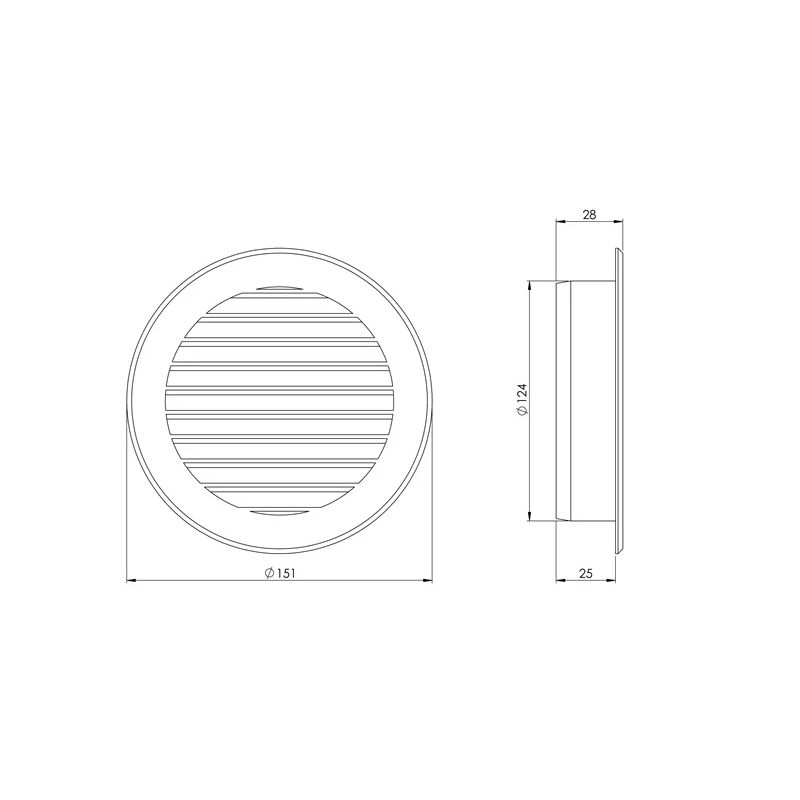 Plast. ventiliacijos grotelės EUROPLAST VR125. D125. baltos