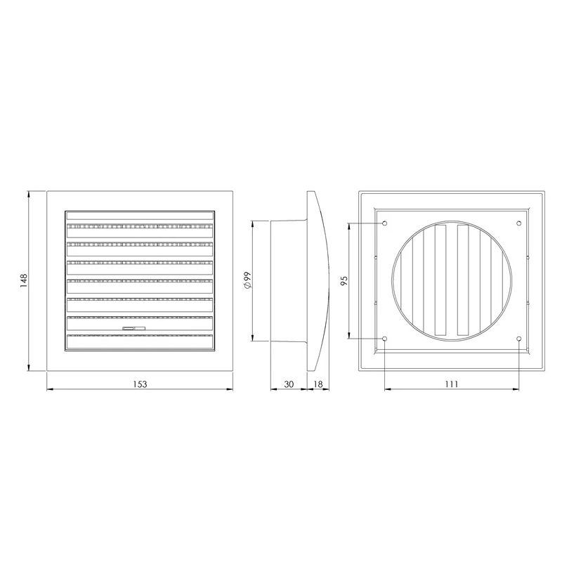 Ventiliacijos grotelės EUROPLAST ND10R D100. baltos