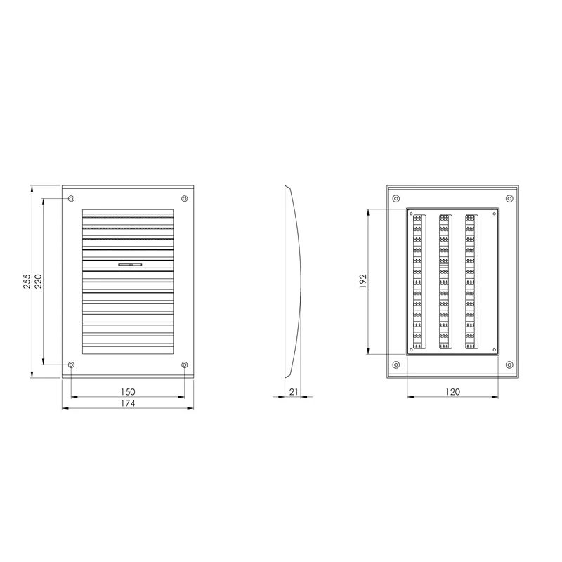 Plastikinės grotelės EUROPLAST N25R. 170 x 250 mm