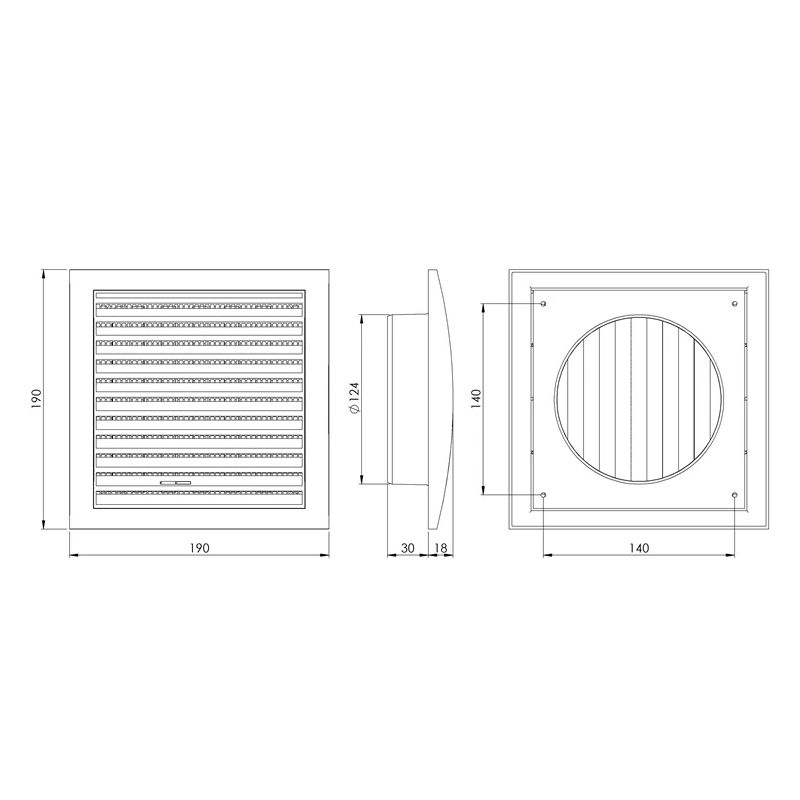 Ventiliacijos grotelės EUROPLAST ND12R. D125