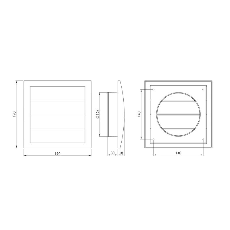 Ventiliacijos grotelės su žaliuzėmis EUROPLAST ND12Z. D125