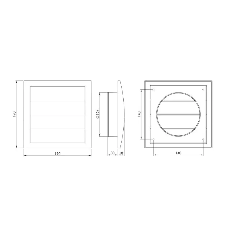 Ventilācijas reste Europlast ND12Z, plastmasa, 124 mm