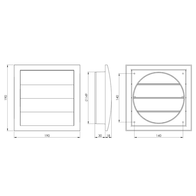 Ventiliacijos grotelės su žaliuzėmis EUROPLAST ND15Z. D150