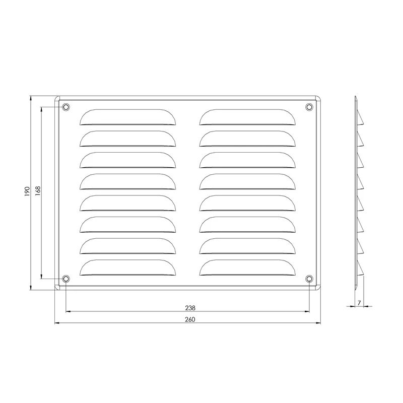 Ventiliacijos grotelės EUROPLAST MR2619ZN. 260 x 190mm