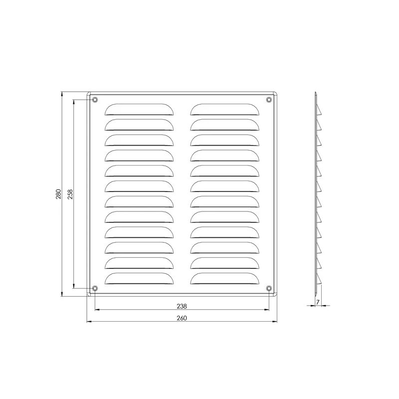 Ventiliacijos grotelės EUROPLAST MR2628ZN. 260 x 280 mm