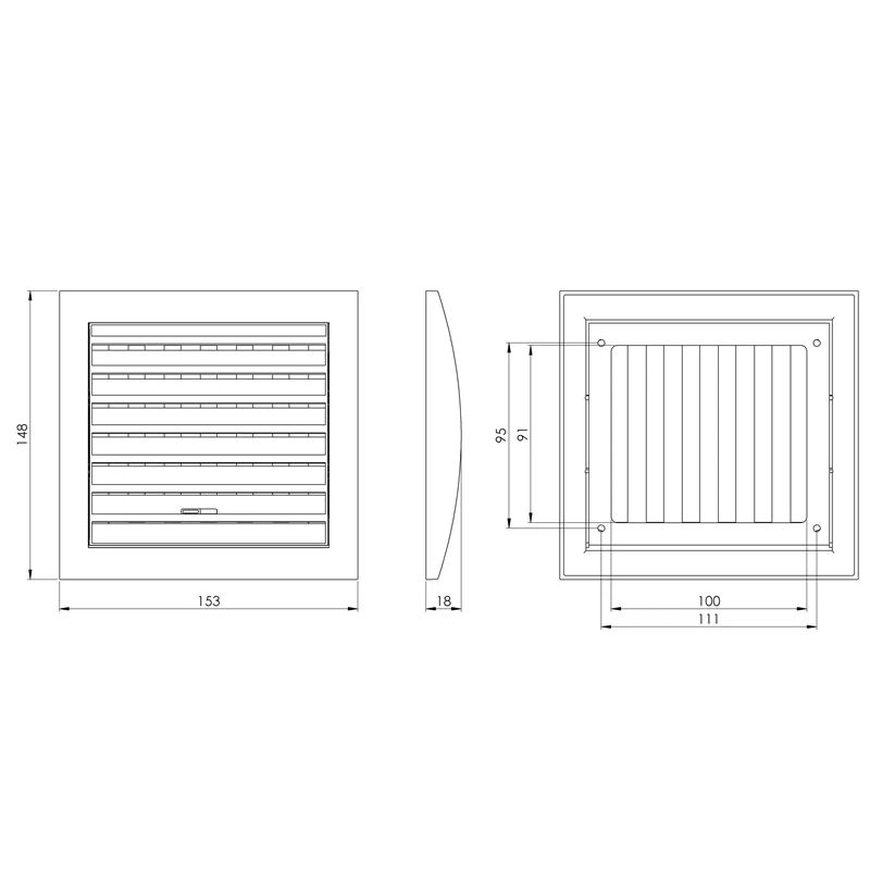 Plastikinės grotelės EUROPLAST N10RA. 148 x 153 mm