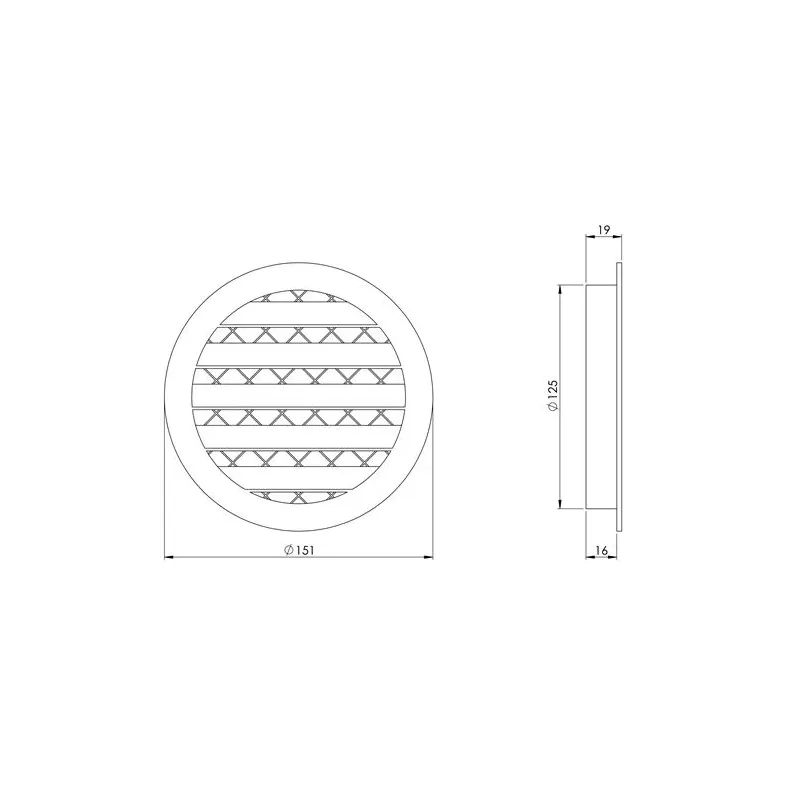 Ventilācijas reste Europlast MRA125M, alumīnijs, 125 mm