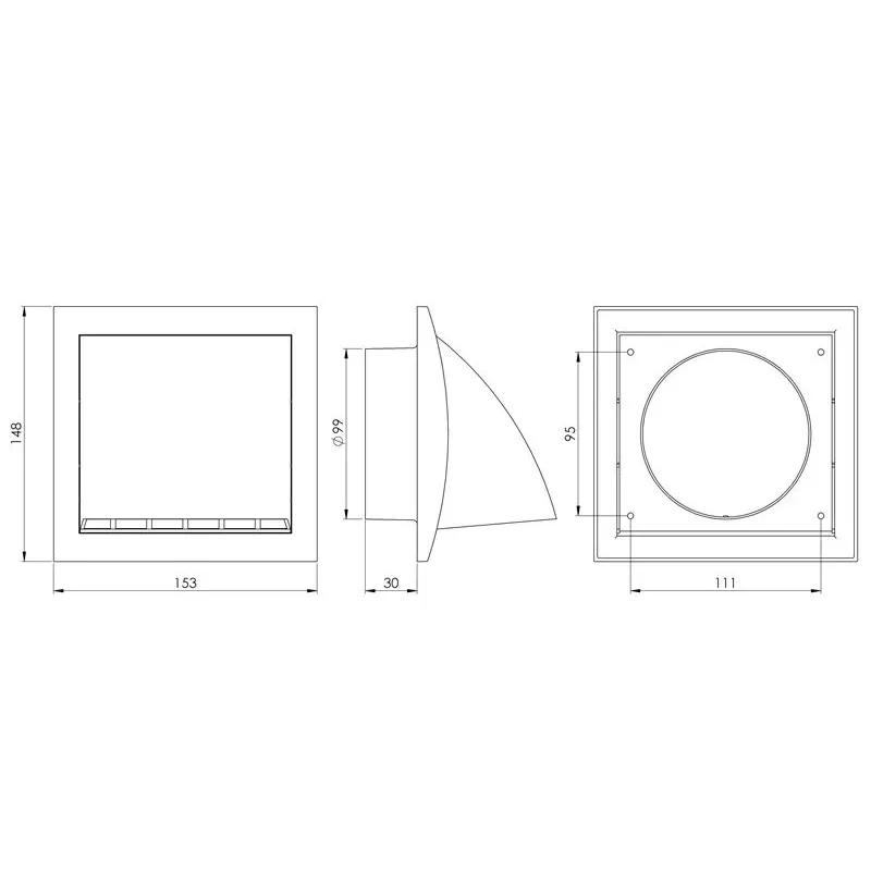 Ventilācijas reste Europlast ND10FVA, plastmasa, 100 mm
