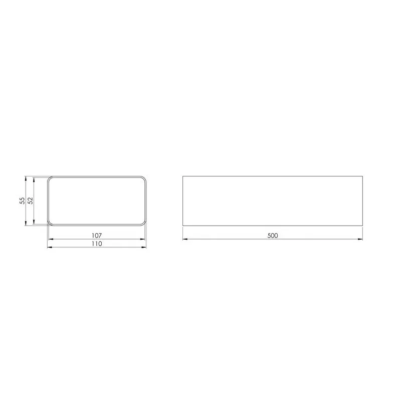 Ventilācijas kanāls Europlast K-0.5, abs plastmasa, 0.5 m x 110 mm
