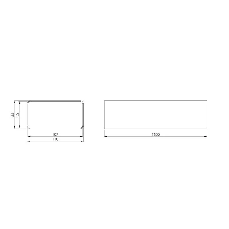 Ventilācijas kanāls Europlast K-1.5, abs plastmasa, 1.5 m x 110 mm