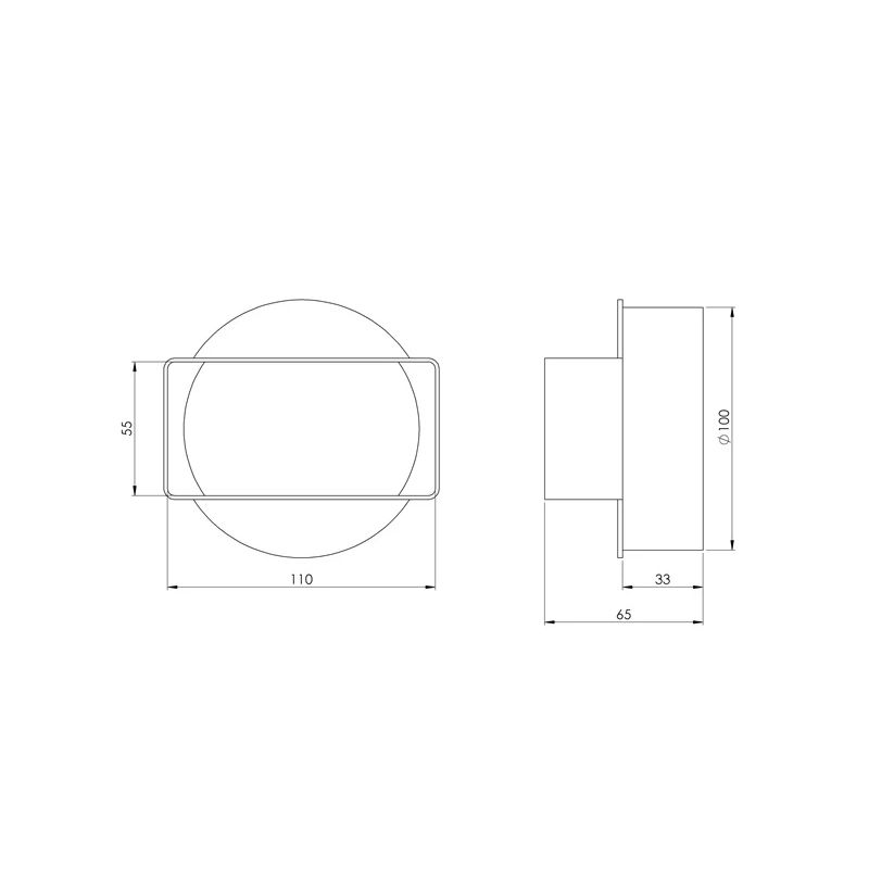 Pāreja ksd110x55mm x100mm. īsā ,europlast,