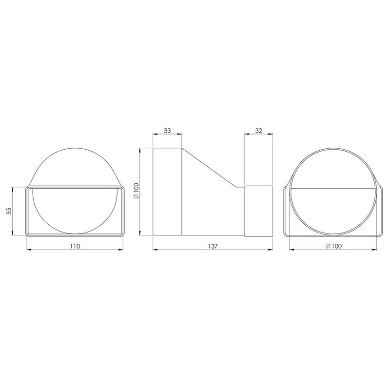 Pāreja ksd110x55mm x100mm. garā ,europlast,