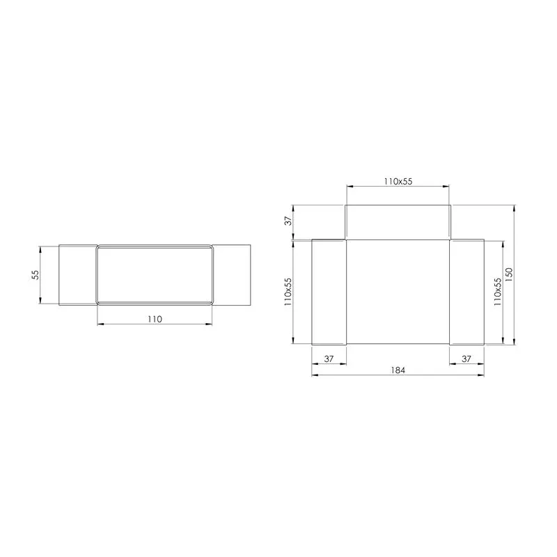 Ar trīs zariem Europlast KT, 110 x 55 mm