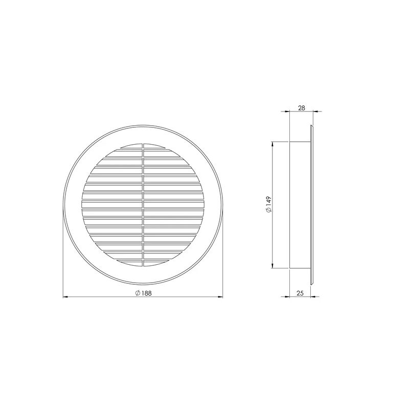 Plast. ventiliacijos grotelės EUROPLAST VR150B. D150. rudos