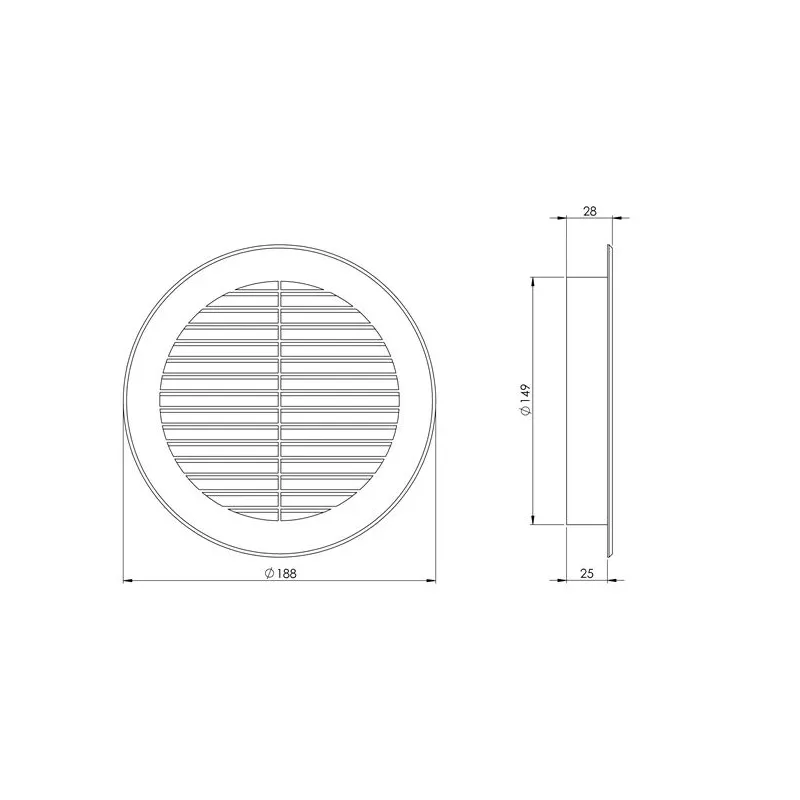 Ventilācijas reste Europlast VR150B, plastmasa, 150 mm