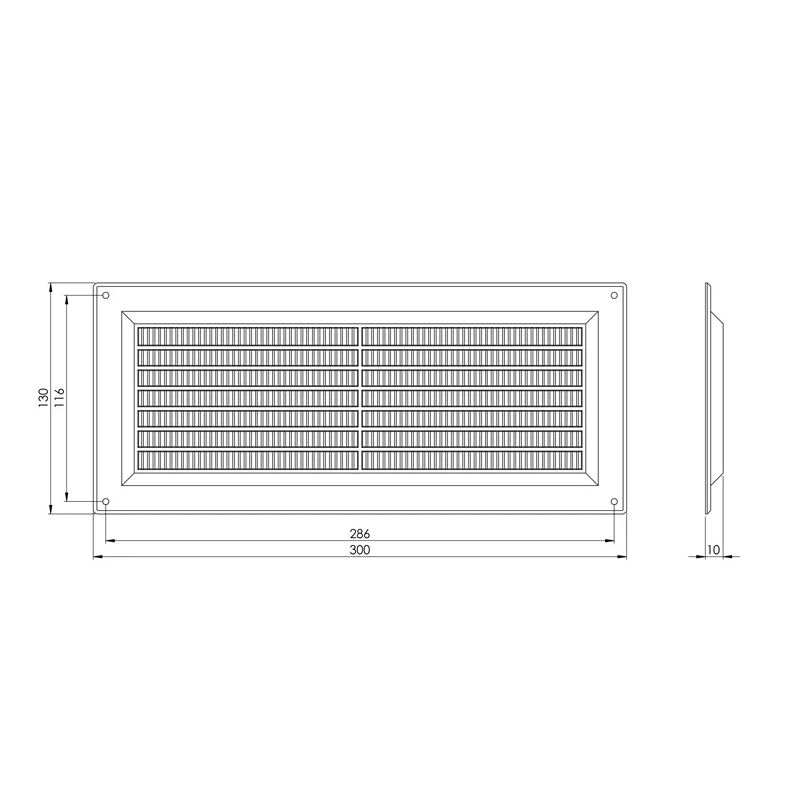 Ventiliacijos grotelės EUROPLAST VR1330P. 130 x 300 mm