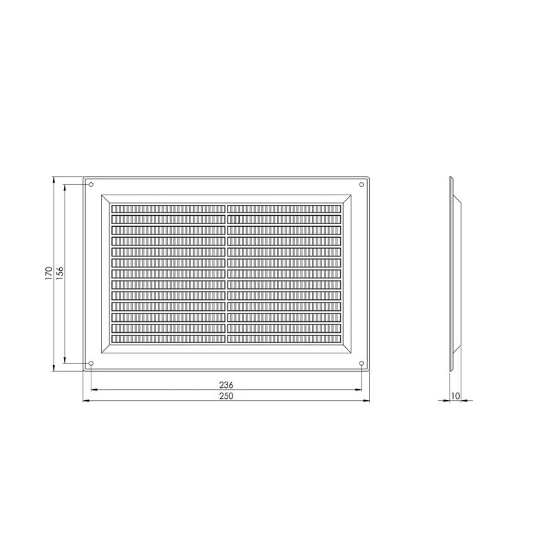 Ventiliacijos grotelės EUROPLAST VR2517P. 250 x 170 mm