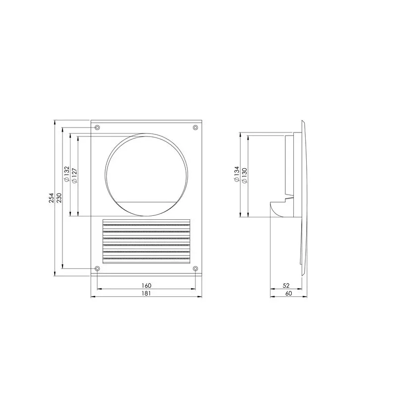 Ventilācijas adapteris Europlast NA12, 180 x 250 mm, 120 - 125 mm