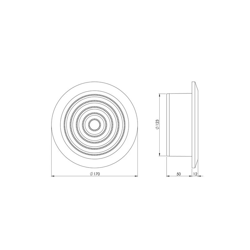 Ventiliacijos grotelės luboms EUROPLAST NGA125. D125