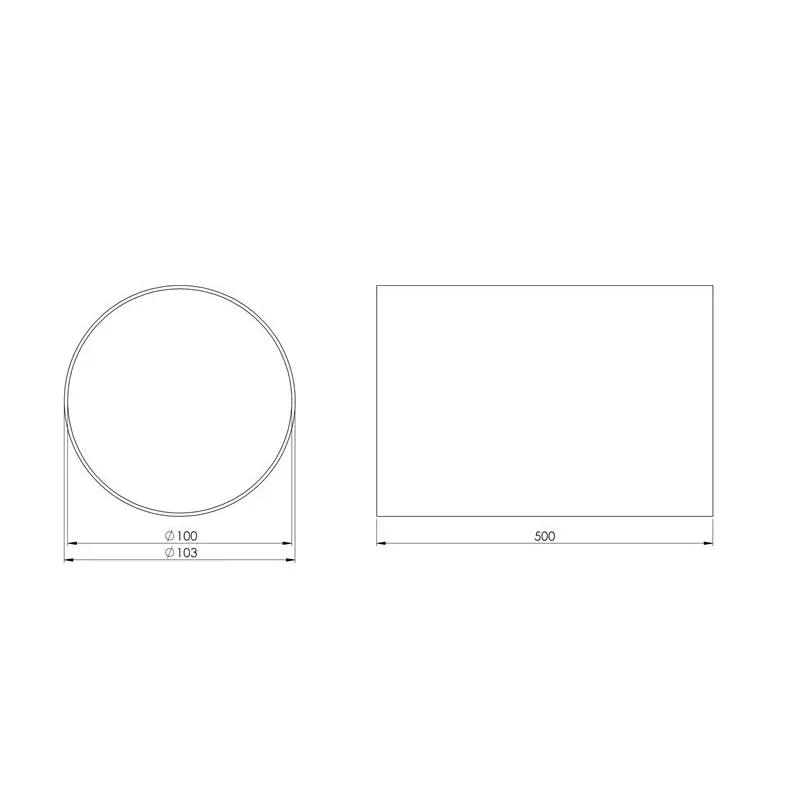 Ventilācijas kanāls Europlast A100-0.5, plastmasa, 0.5 m x 100 mm