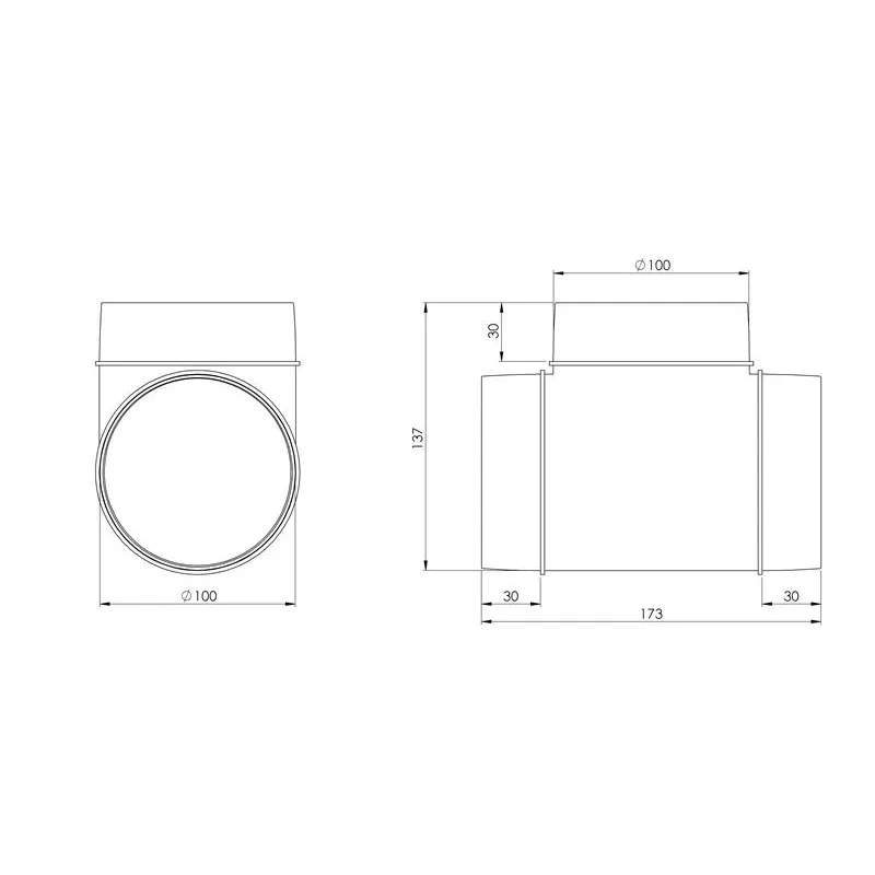 Ar trīs zariem Europlast AT100, 100 mm