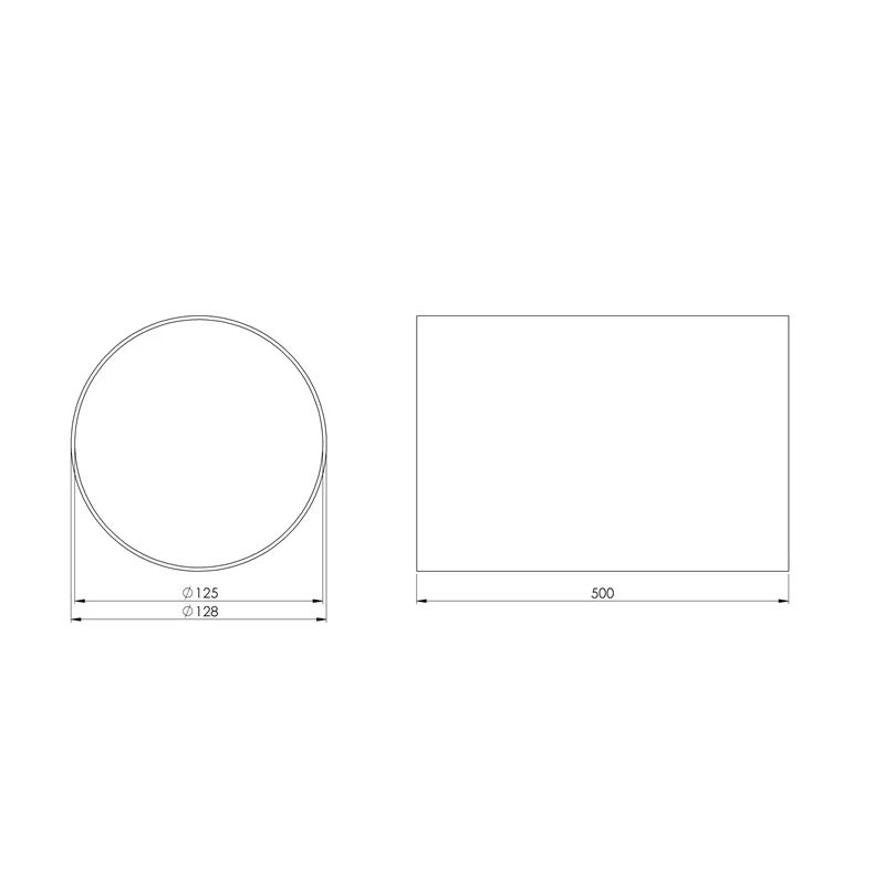 Kanāls apaļais d125mm 0.5m ,europlast,