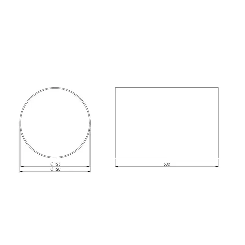 Ventilācijas kanāls Europlast A125-0.5, abs plastmasa, 0.5 m x 125 mm