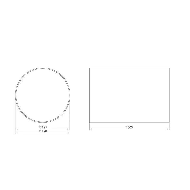 Ventilācijas kanāls Europlast A125-1, abs plastmasa, 1 m x 125 mm