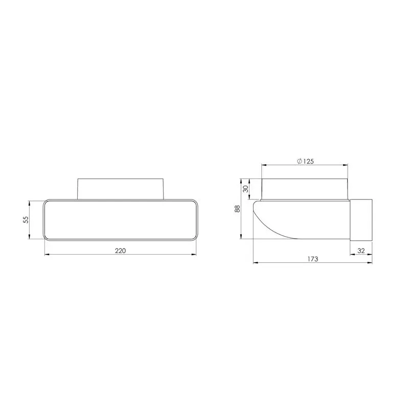 Līkums Europlast KLD25-125, 90 °, 125 mm