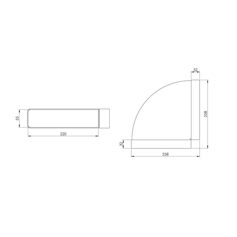 Līkums Europlast KLH25-90, 90 °