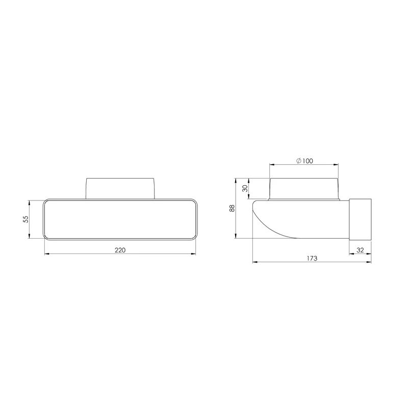 Līkums plastmasas kld220x55mm-100mm ,europlast,